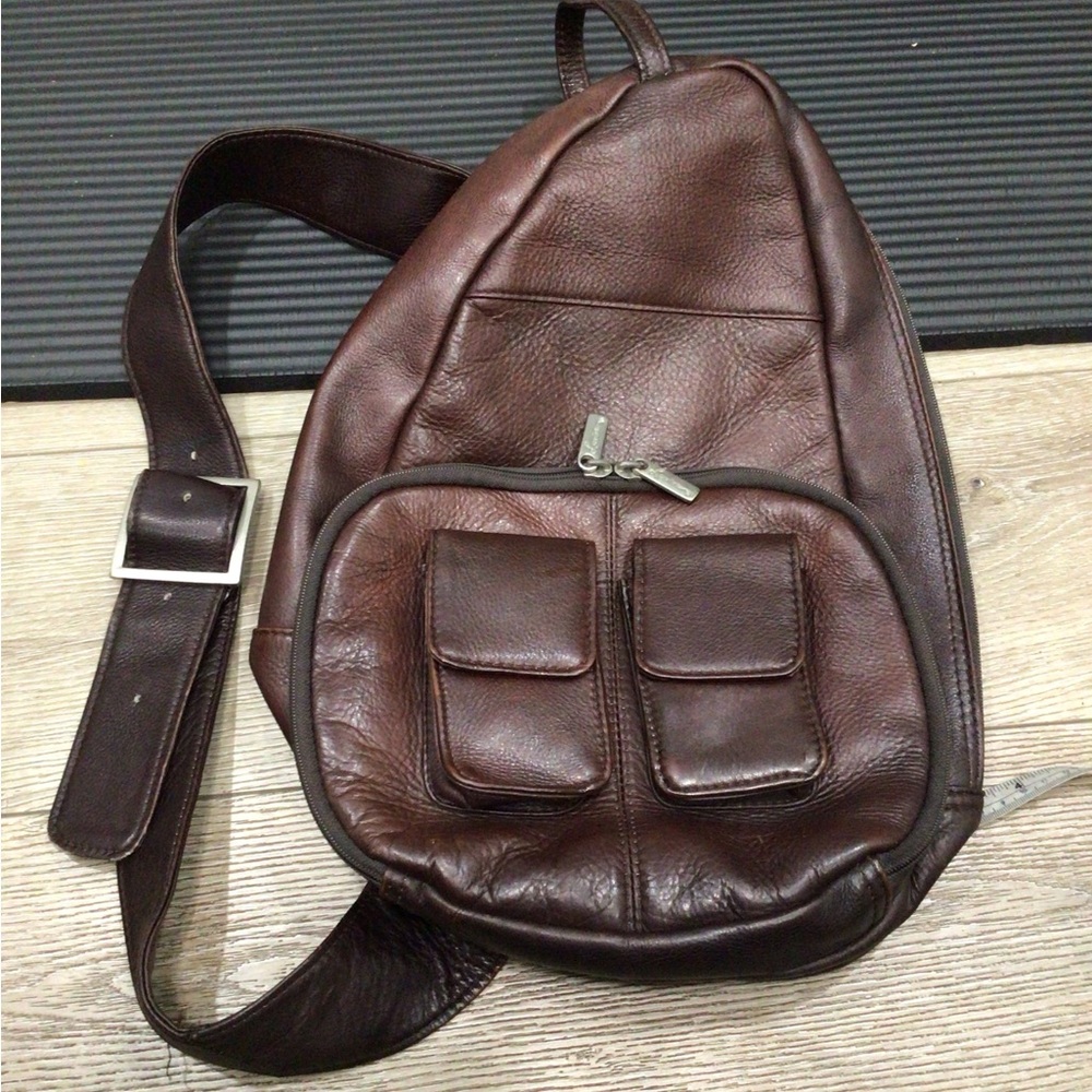 Lavive Brown Leather Vintage Brown Leather Sling Bag